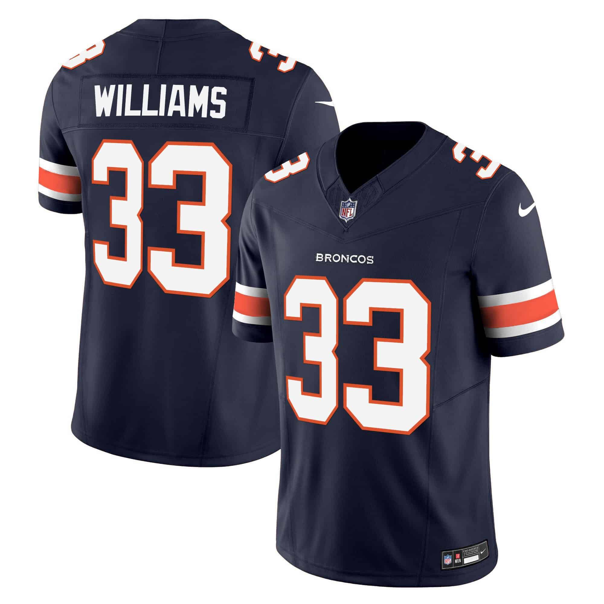 Men Denver Broncos #33 Williams Blue 2024 Nike Vapor Limited NFL Jersey style 2